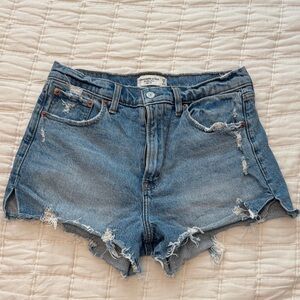 Abercrombie & Fitch Light Blue Distressed Jean Shorts